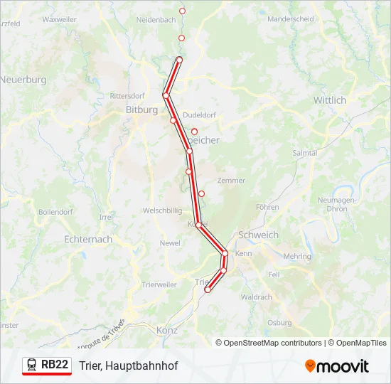 Bahnlinie RB22 Karte