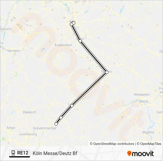 Поезд RE12: карта маршрута