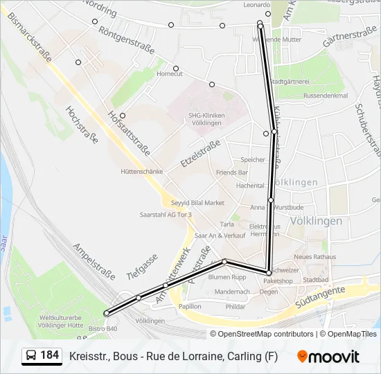184 Bus Line Map