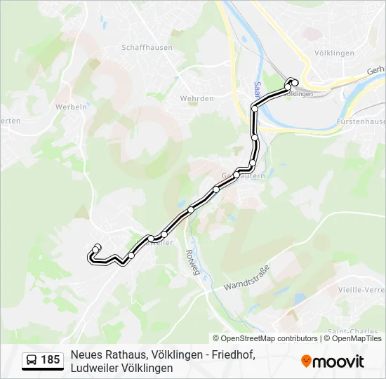 Автобус 185: карта маршрута