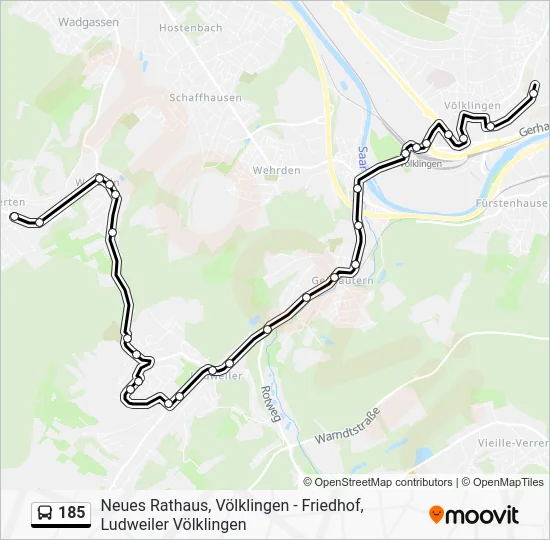 Автобус 185: карта маршрута