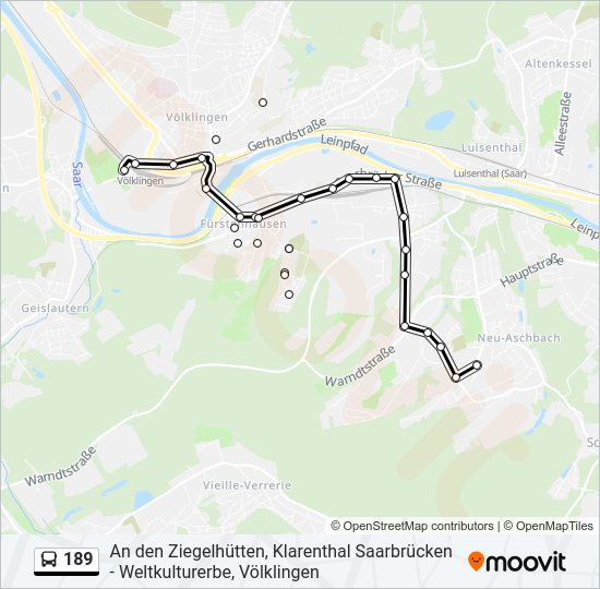 Автобус 189: карта маршрута