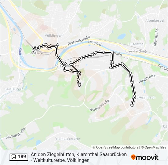 Автобус 189: карта маршрута