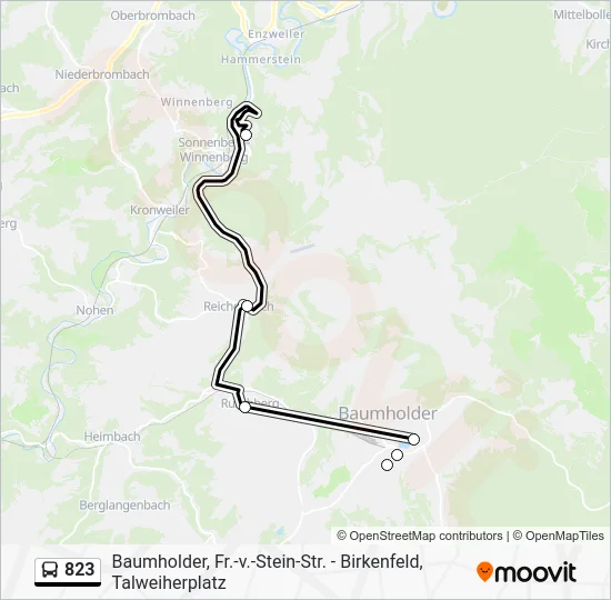Автобус 823: карта маршрута