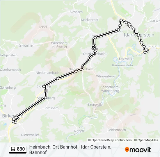 830 Bus Line Map