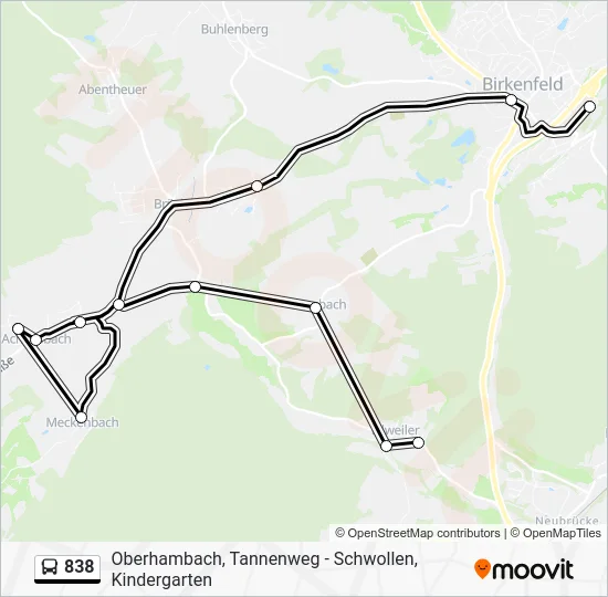 Автобус 838: карта маршрута