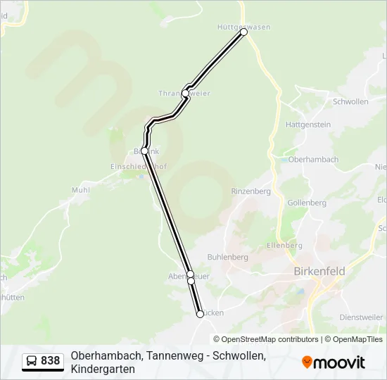 838 Bus Line Map
