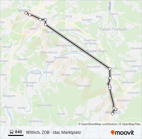 Автобус 840: карта маршрута