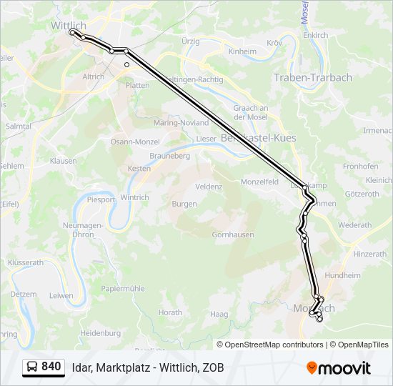 840 Route: Fahrpläne, Haltestellen & Karten - Wittlich, ZOB (Aktualisiert)