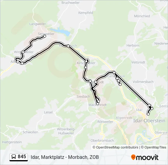 845 Bus Line Map