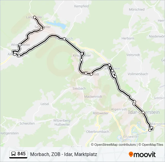 845 Bus Line Map