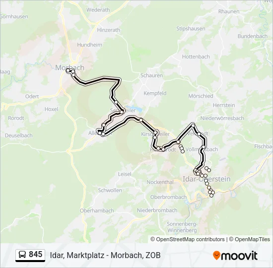 845 Bus Line Map