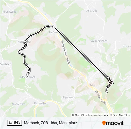 845 Bus Line Map