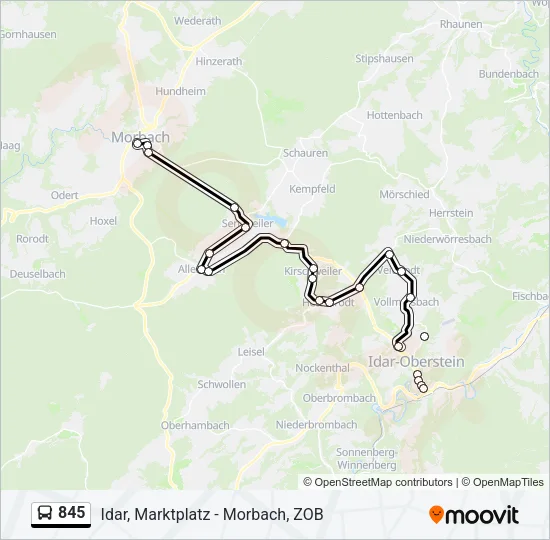 845 Bus Line Map