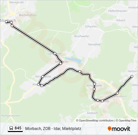 845 Bus Line Map