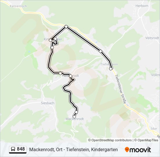 848 Bus Line Map