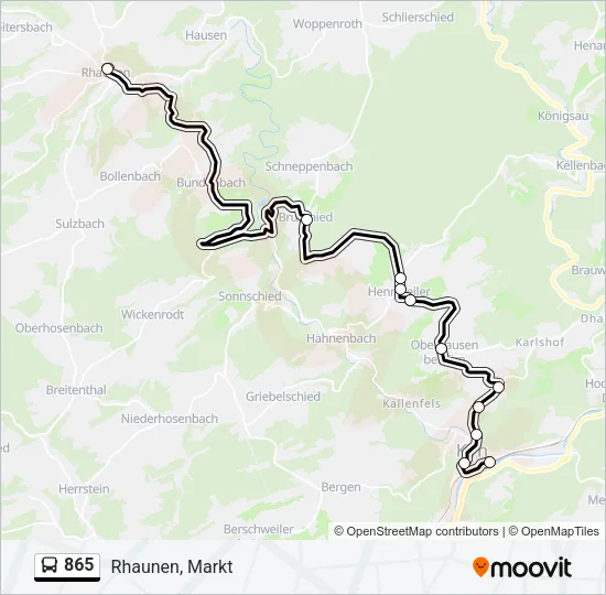 865 Bus Line Map