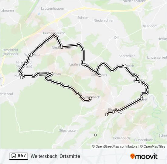 867 Bus Line Map