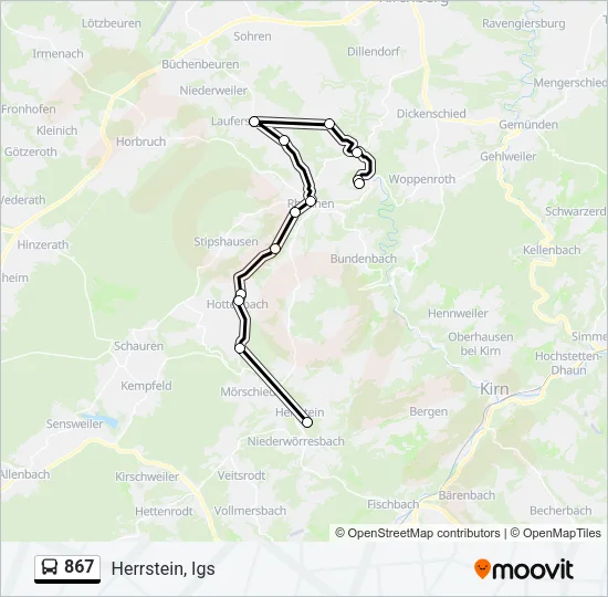 867 Bus Line Map