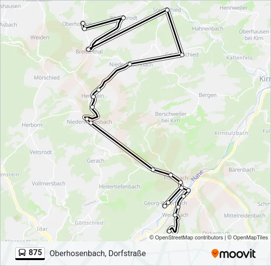 875 Bus Line Map
