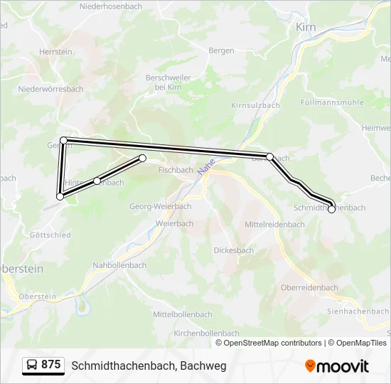 Автобус 875: карта маршрута