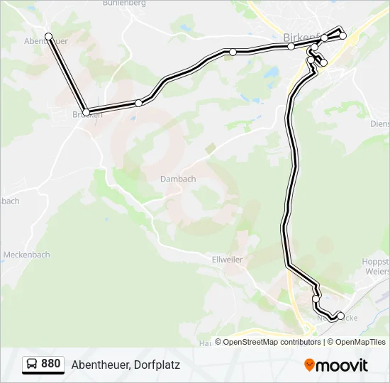 880 Bus Line Map