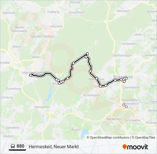 880 Bus Line Map