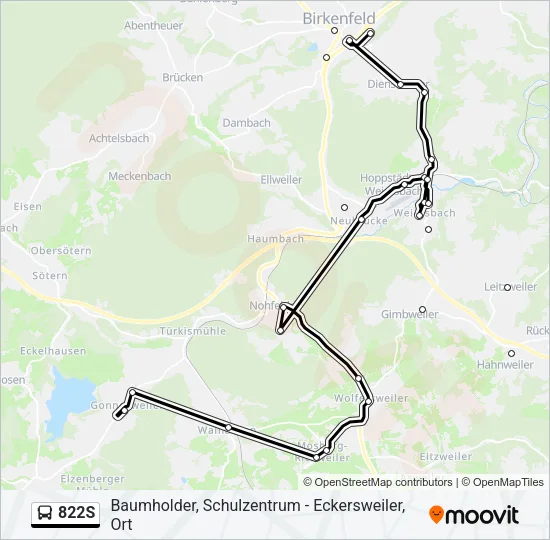 822S Bus Line Map