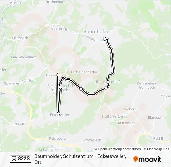 Автобус 822S: карта маршрута