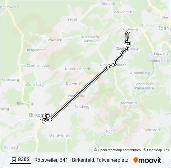 830S Bus Line Map