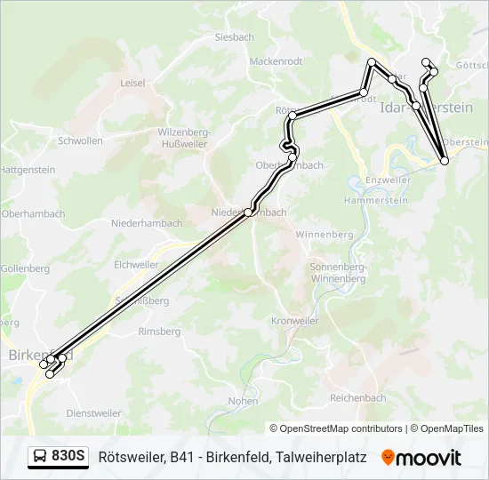 830S Bus Line Map