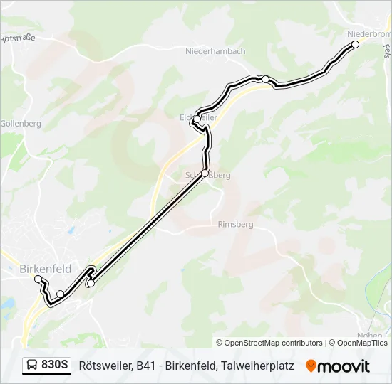830S Bus Line Map