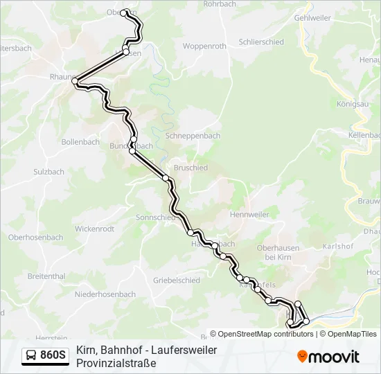 860S Bus Line Map