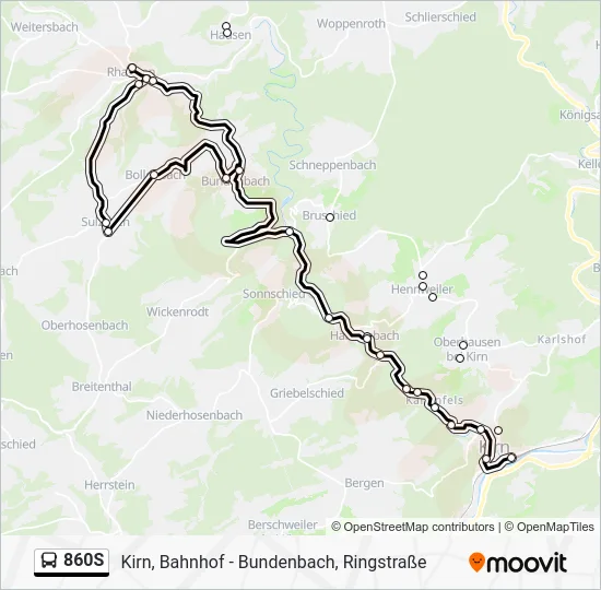 Автобус 860S: карта маршрута