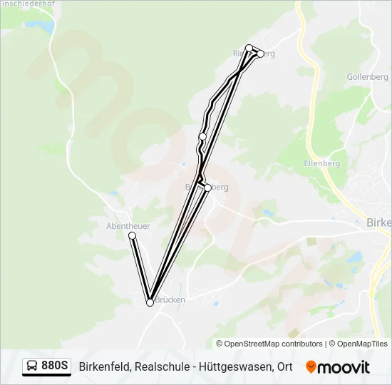 880S Bus Line Map