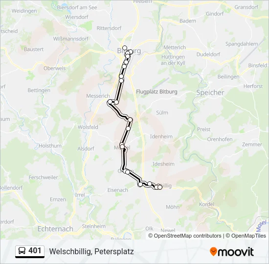 401 Bus Line Map