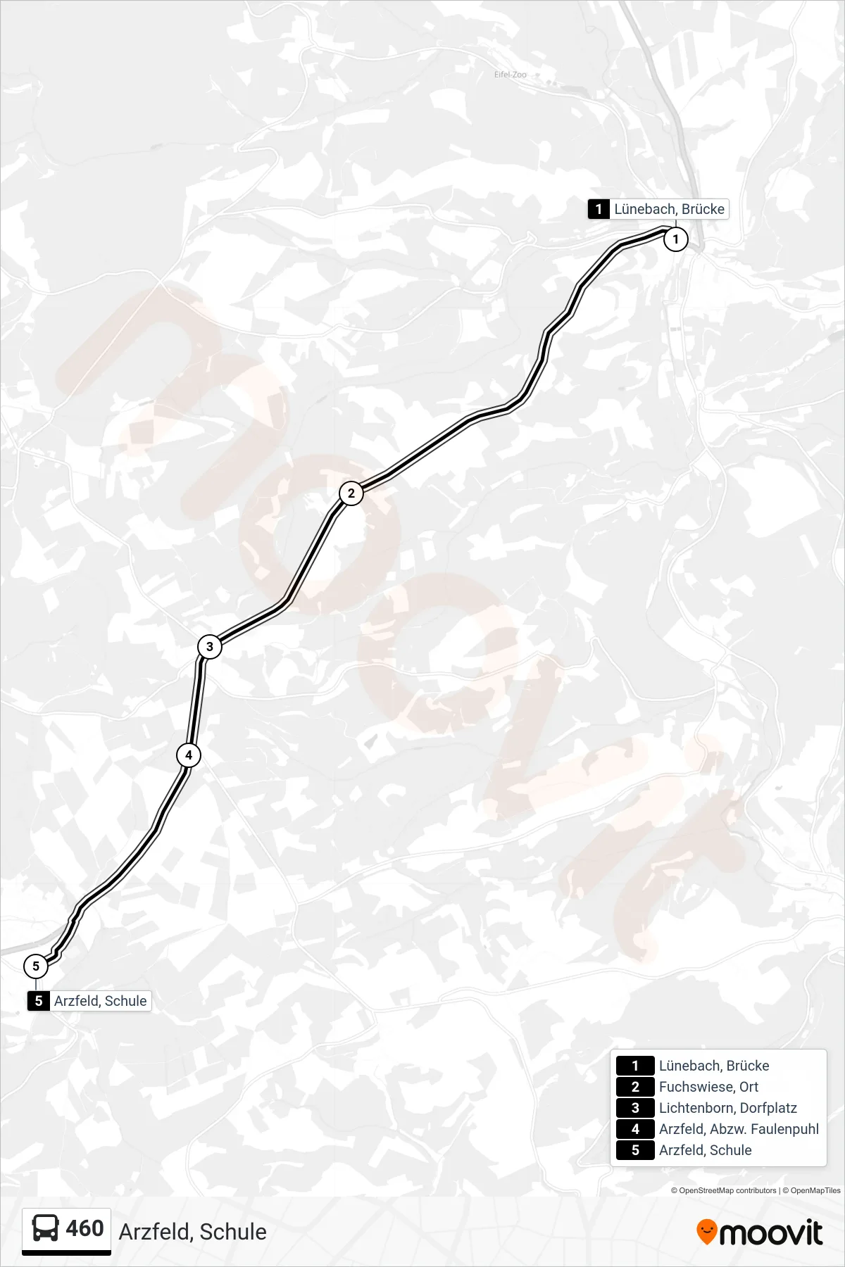 460 bus Line (Arzfeld, Schule) route and stops on a map