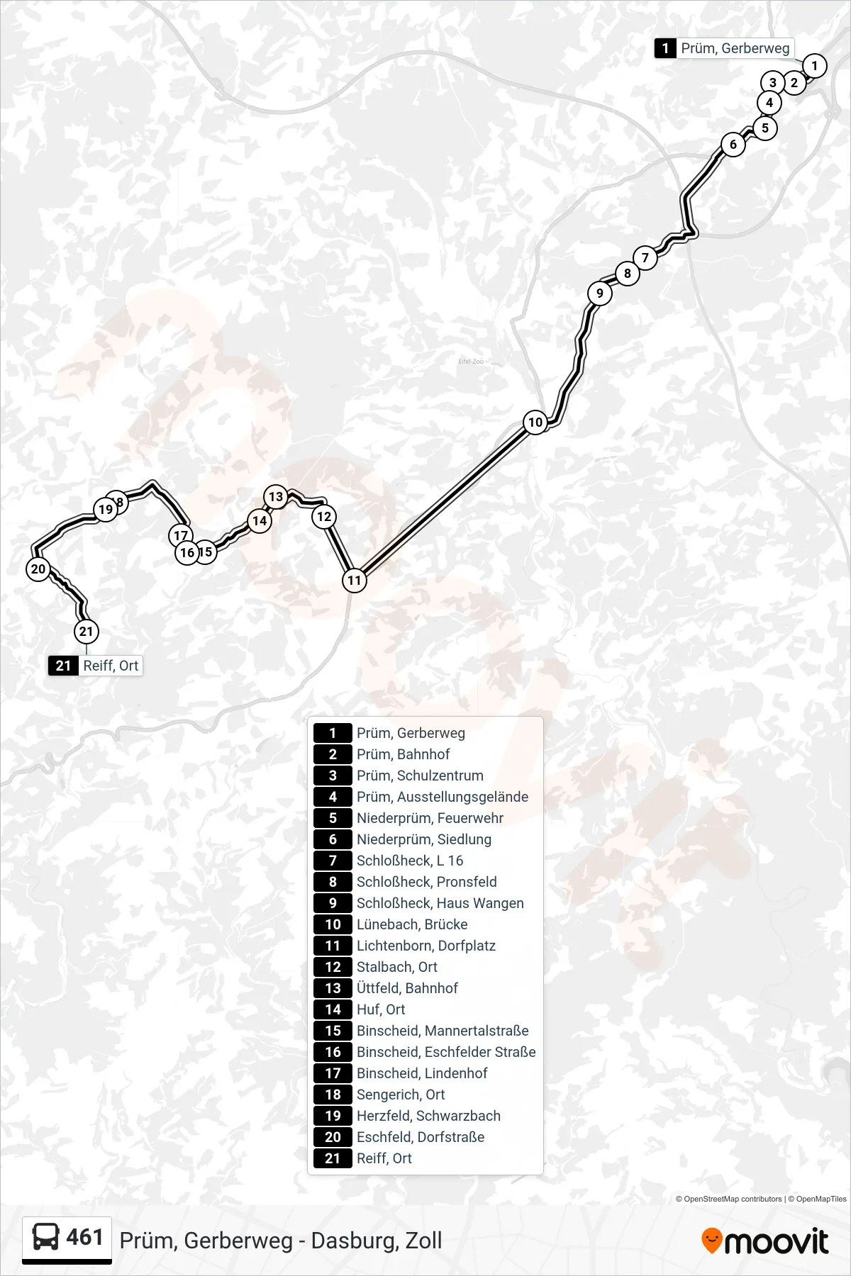 461 bus Line (Reiff, Ort) route and stops on a map