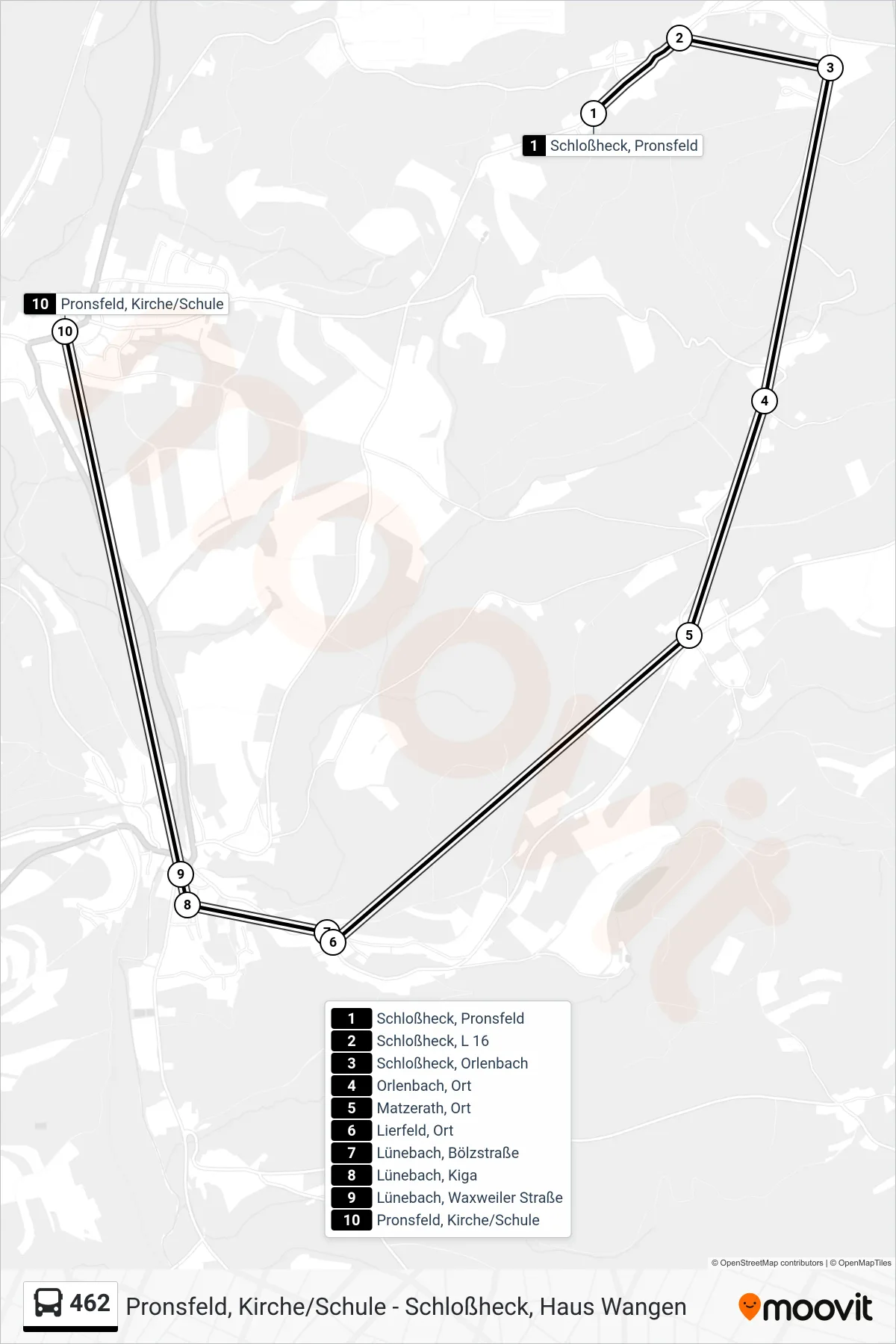 462 bus Line (Pronsfeld, Kirche/Schule) route and stops on a map