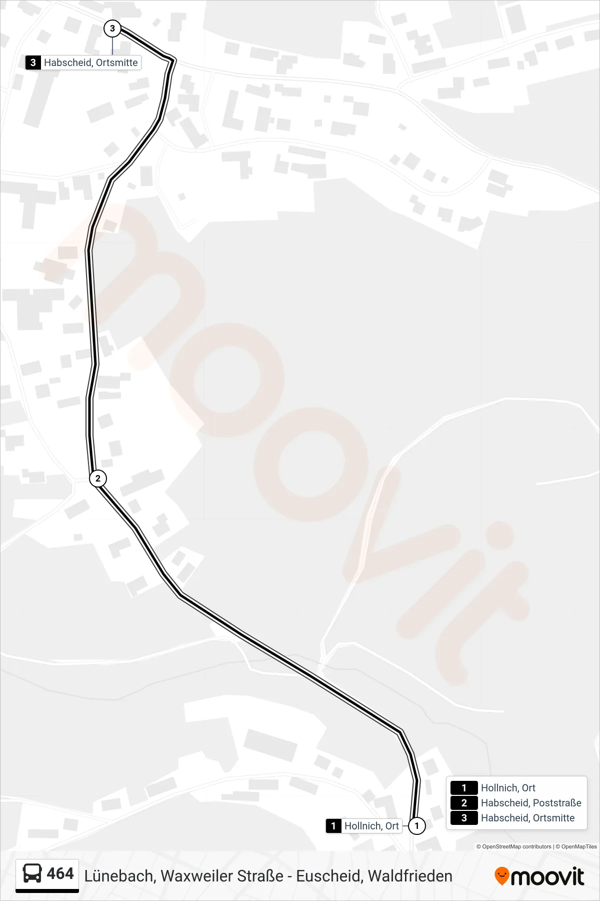 464 bus Line (Habscheid, Ortsmitte) route and stops on a map