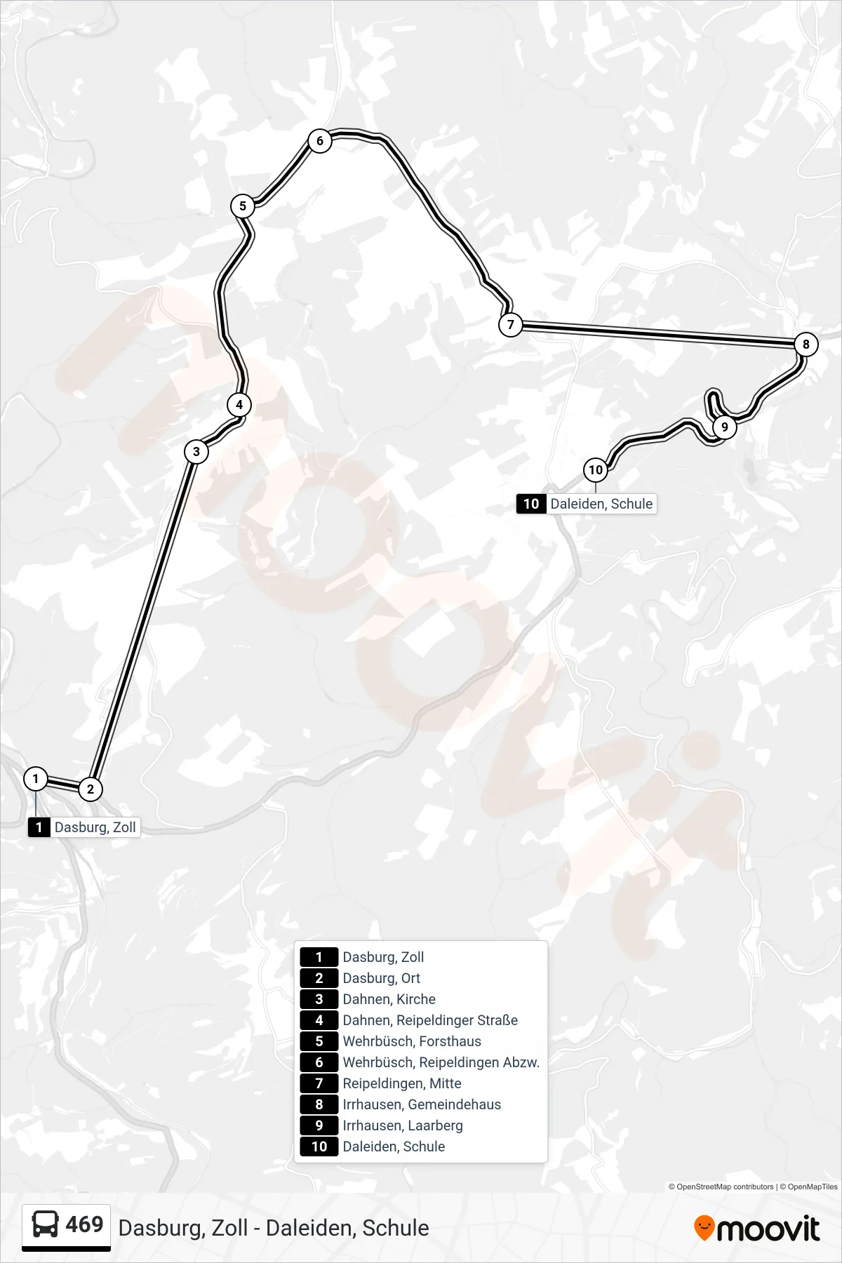 469 bus Line (Daleiden, Schule) route and stops on a map