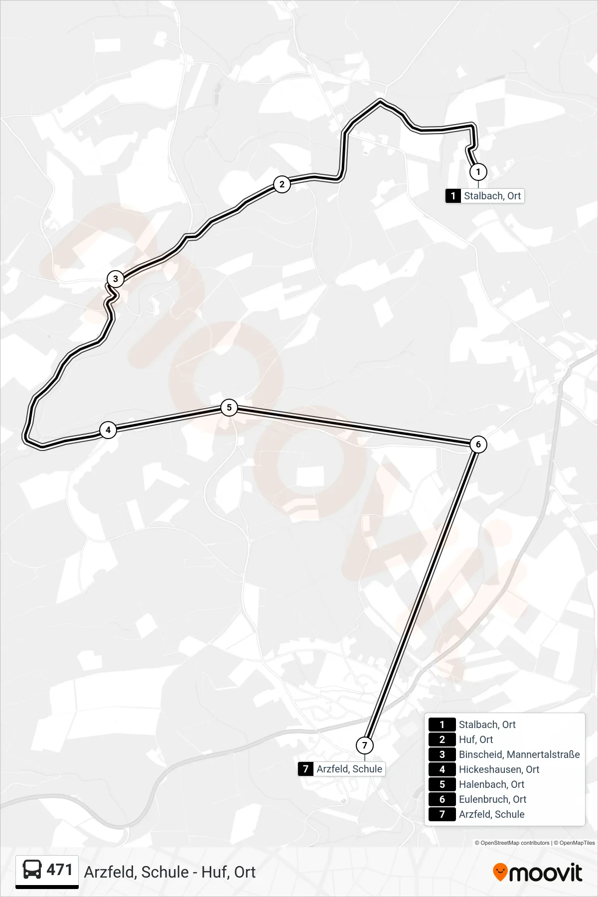 471 bus Line (Arzfeld, Schule) route and stops on a map