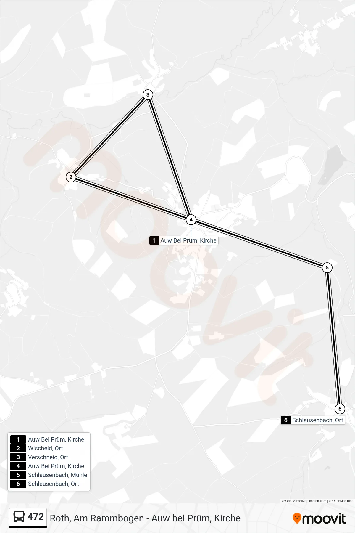 472 bus Line (Schlausenbach, Ort) route and stops on a map