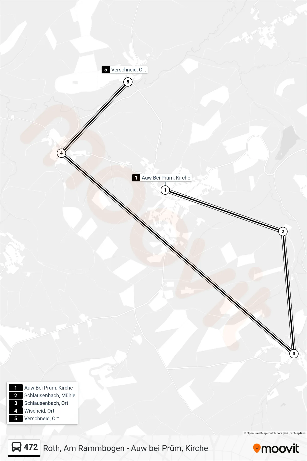 472 bus Line (Verschneid, Ort) route and stops on a map