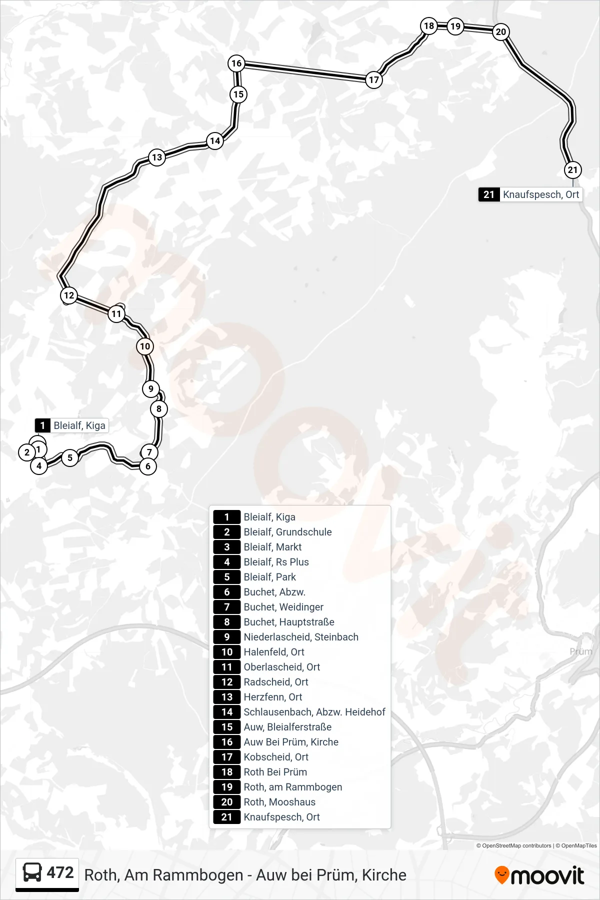 Linie 472 (Bus) Richtung Knaufspesch, Ort: Route und Haltestellen auf der Karte