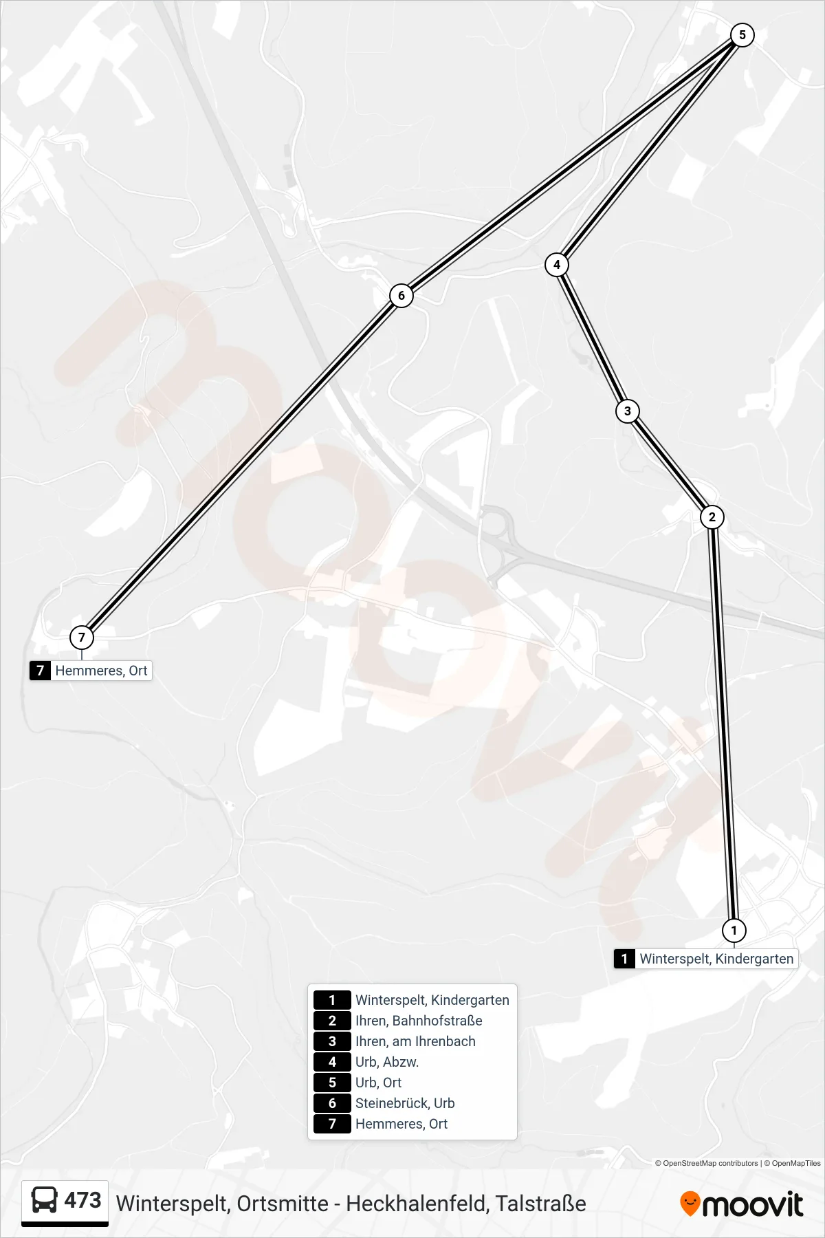 473 bus Line (Hemmeres, Ort) route and stops on a map