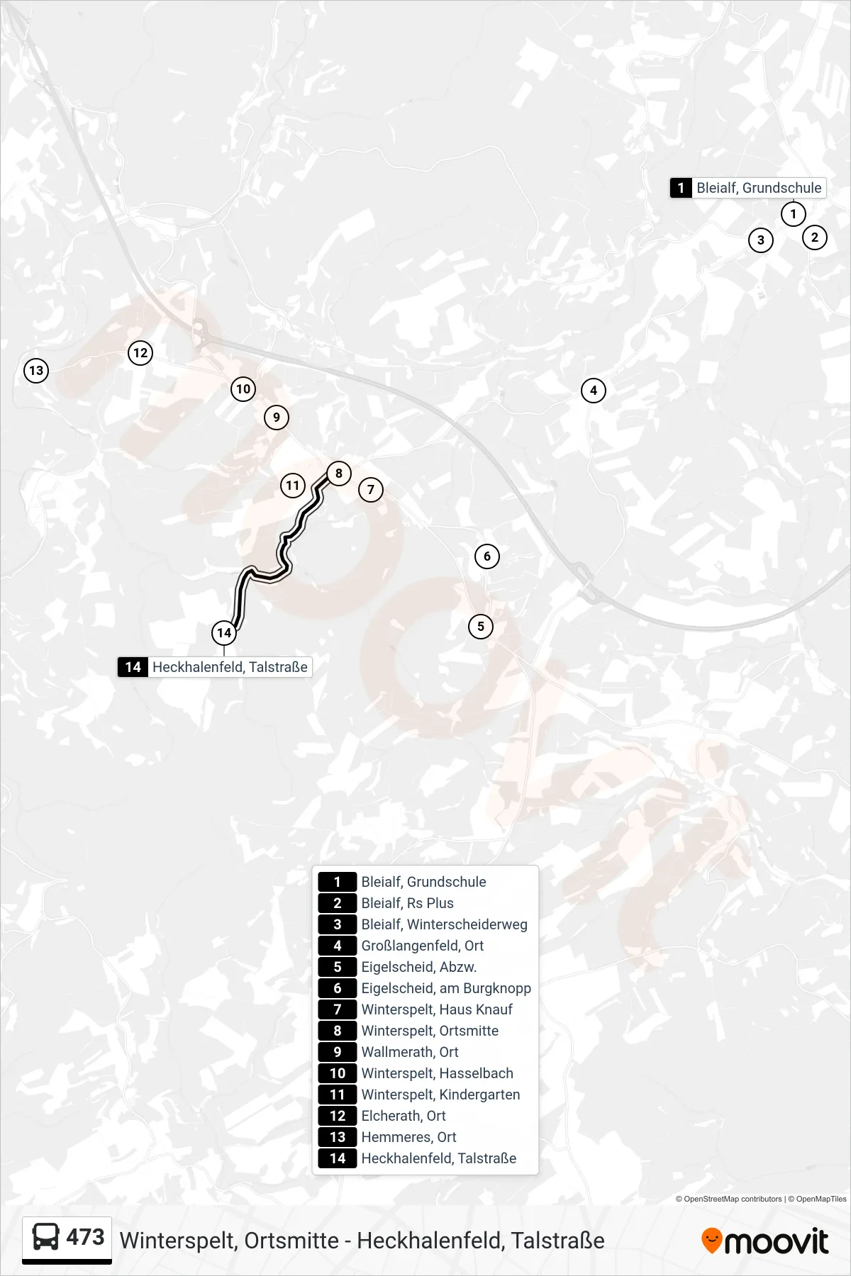 Linie 473 (Bus) Richtung Heckhalenfeld, Talstraße: Route und Haltestellen auf der Karte