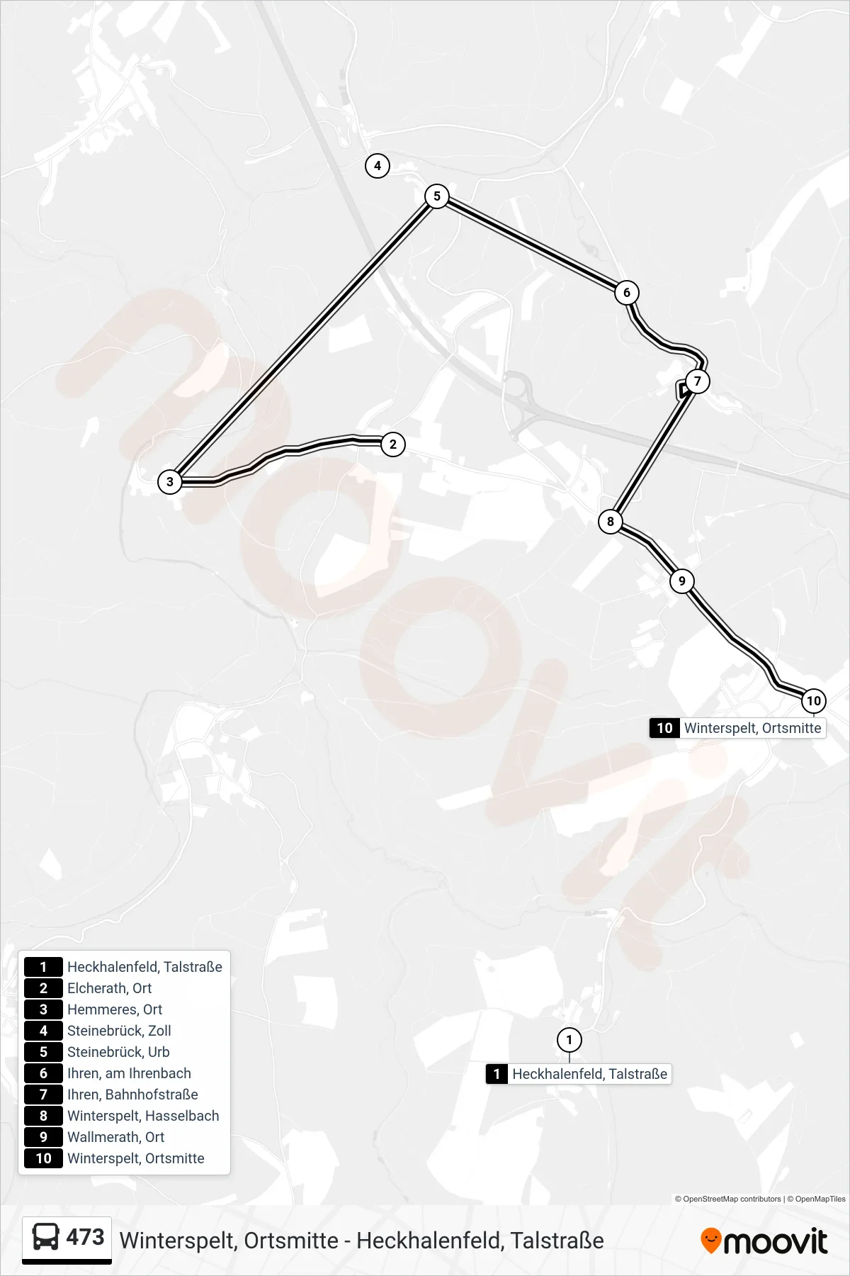 473 bus Line (Winterspelt, Ortsmitte) route and stops on a map