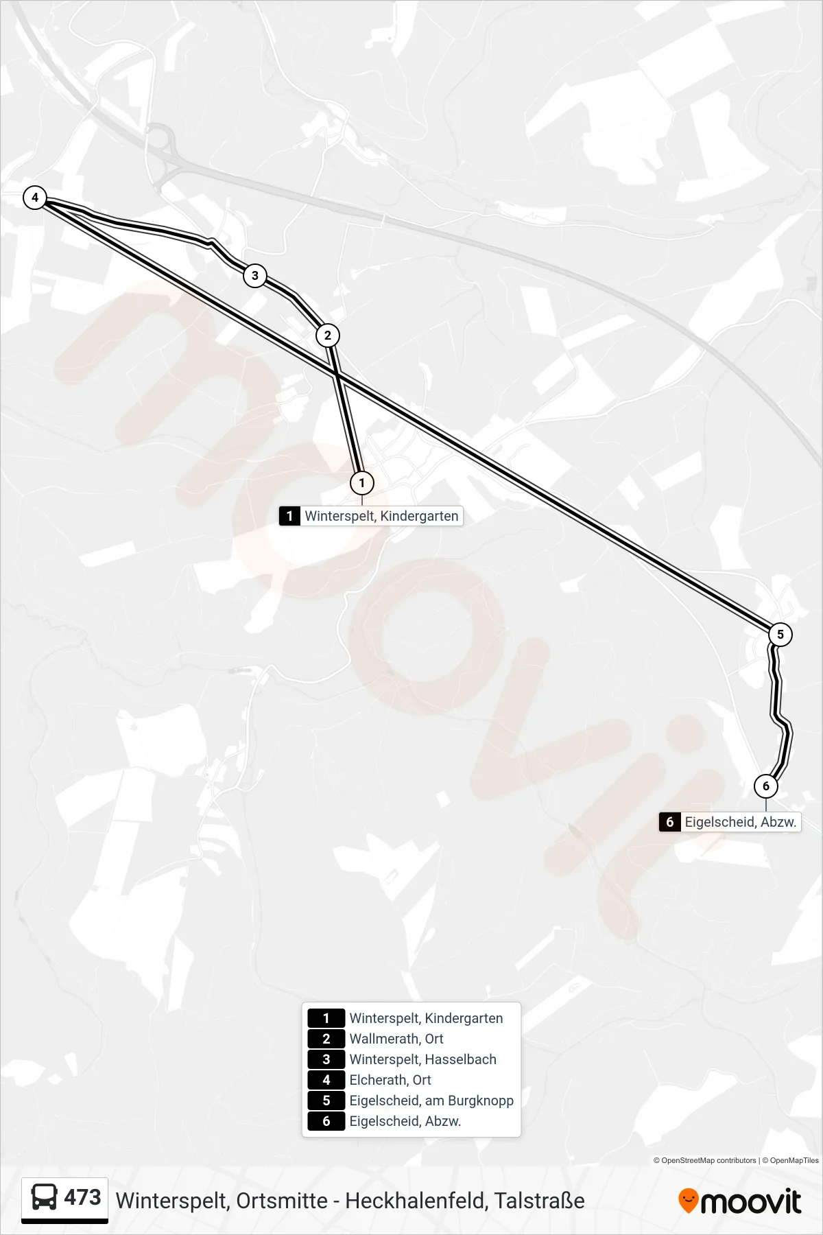 473 bus Line (Eigelscheid, Abzw.) route and stops on a map