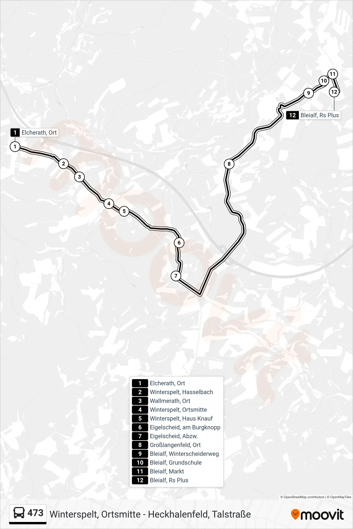 473 bus Line (Bleialf, Rs Plus) route and stops on a map